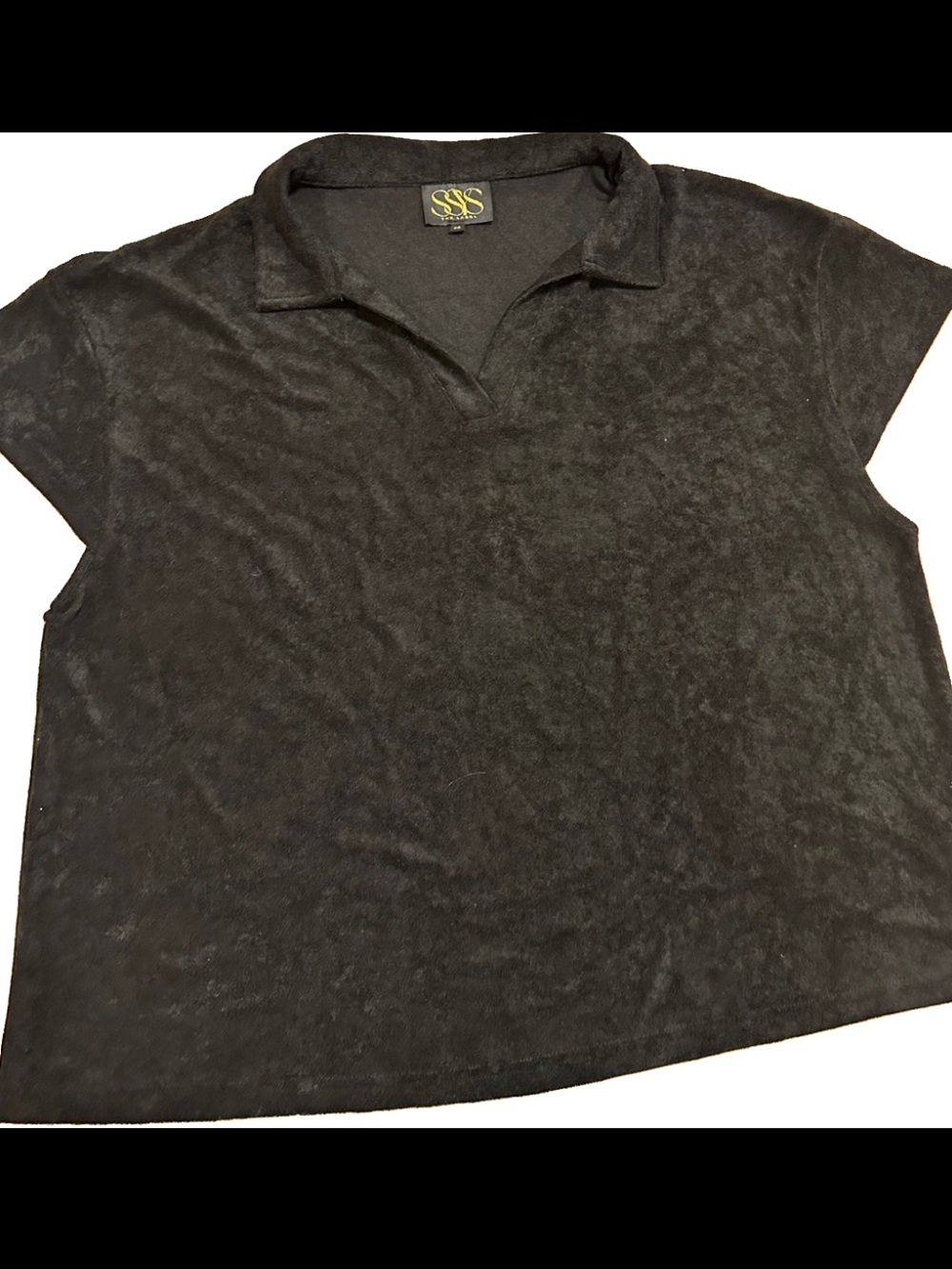 SSYS The Label black terry polo top 🖤